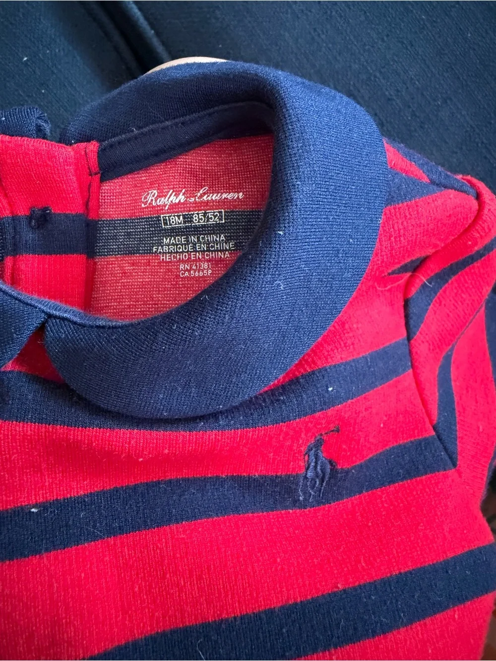Ralph Lauren Red and Navy Striped Polo Dress
